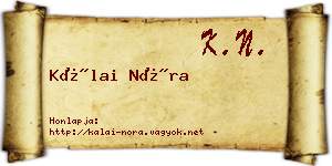 Kálai Nóra névjegykártya